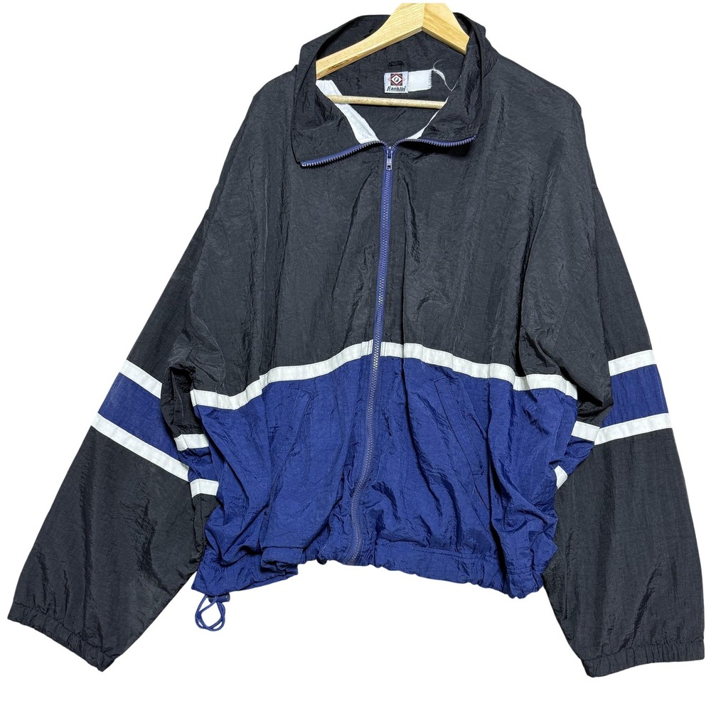 Vintage Franklin Sports Jacket Mens Large Black Blue Windbreaker Colorblock‎ 90s